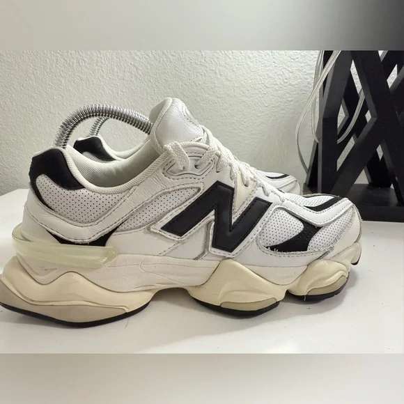 New Balance 9060White and Black Athletic Shoes - Picture 2 of 9